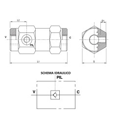 VALVOLA DI BLOCCO PILOTATA S.E. 3/8" LT. 30 3 VIE IN LINEA