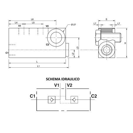 VALVOLA DI BLOCCO PILOTATA D.E. 3/8" LT. 20 COMPATTA
