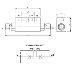 VALVOLA DI BLOCCO PILOTATA D.E. 1/4"-12L - LT. 20 DIN 2353