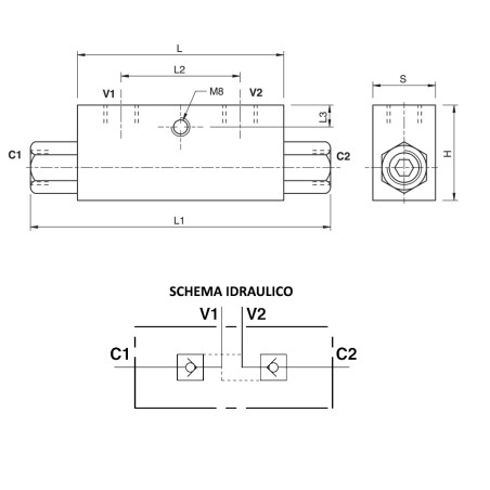 VALVOLA DI BLOCCO PILOTATA D.E. 1/2"L LT. 70