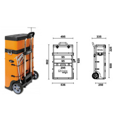 TROLLEY PORTAUTENSILI A 2 MODULI SOVRAPPONIBILI GRIGIO C41H/G