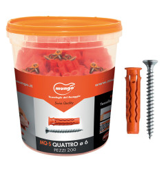 TASSELLO NYLON D.6X30 MM. CON VITE TSP 4,5X40 MM. SECCHIO 200 PZ. MUNGO MQ-S