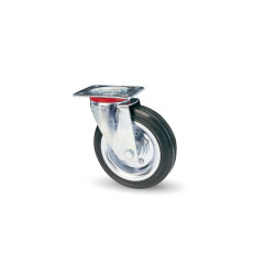 RUOTA 280X70 GOMMA NERA SUPPORTO GIREVOLE ZINCATO